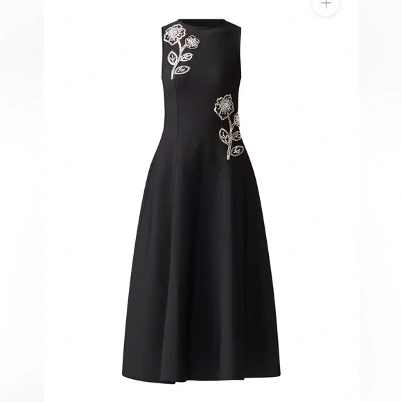 elliatt soleil black 3d flower sequin embellished knit A-line midi dress small - Picture 6 of 15